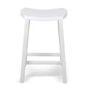 White Alex 62cm bar stool with solid ash wood frame and stable geometric design