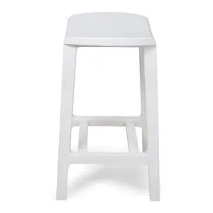 White Alex 62cm bar stool with solid ash wood seat and stable rectangular frame for modern kitchens