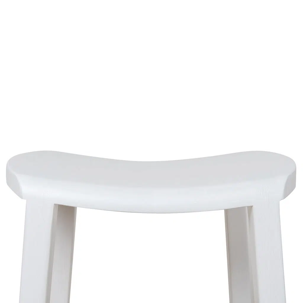 White Alex 62cm bar stool with solid ash wood seat and legs for modern kitchens