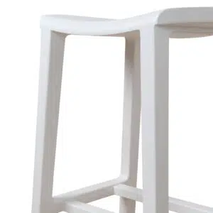White Alex 62cm bar stool with solid ash wood seat and stable rectangular frame for modern kitchens