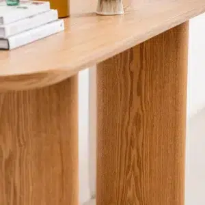 Boyd console table in natural ash veneer with clean lines and minimalist design