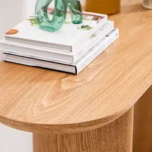 Boyd console table in natural wood finish with clean lines and minimalist design for modern homes