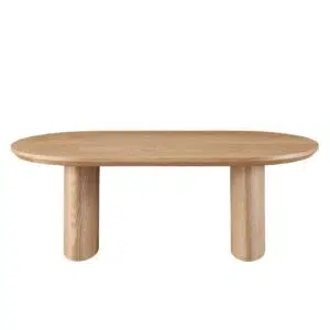 Ash veneer Boyd dining table with honey tones and matte finish for modern spaces