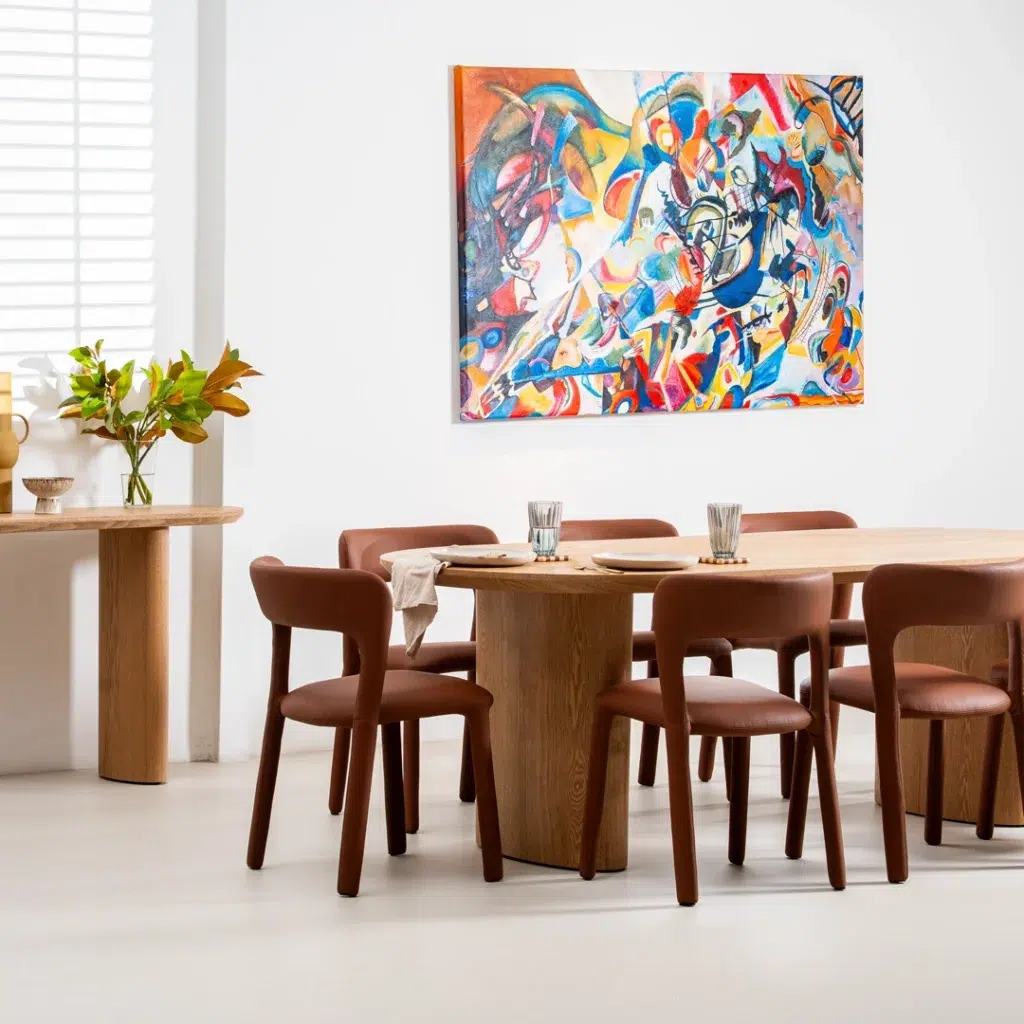 Tan Madrid dining chairs set of 2 with minimalist design and textured fabric upholstery