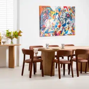 Tan Madrid dining chairs set of 2 with minimalist design and textured fabric upholstery