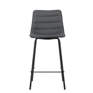 Modern charcoal bar stools with plush PU upholstery and durable metal frame set of 2
