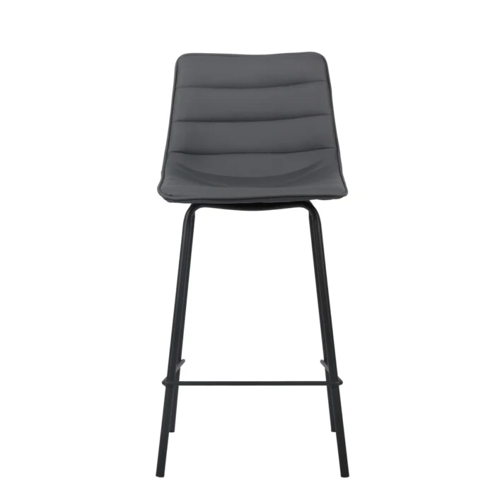 Modern charcoal bar stools with plush PU upholstery and durable metal frame set of 2