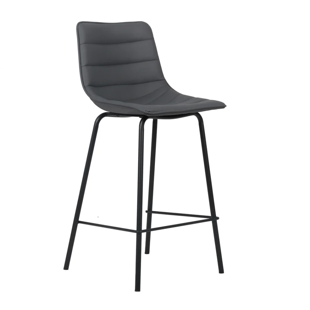 Modern Cali bar stools in charcoal set of 2 with metal frame and PU upholstery