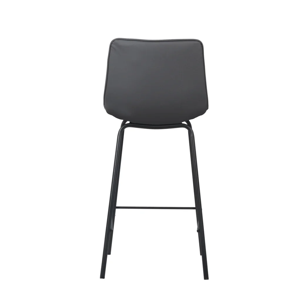 Modern Cali bar stools in charcoal set of 2 with durable metal frame and PU upholstery