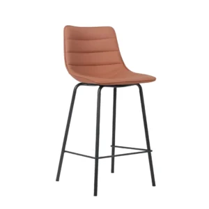 Modern tan bar stools with black metal frame and PU leather upholstery for stylish kitchens