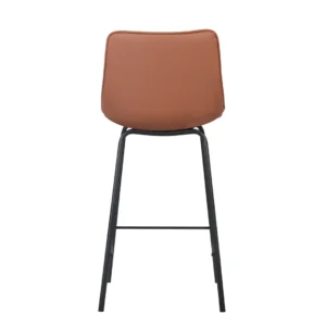 Modern tan bar stools with PU leather seats and black metal frames for urban kitchens