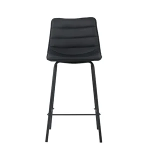 Black modern bar stools set of 2 with PU upholstery and powder coated metal frame
