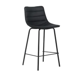 Modern black bar stools with PU upholstery and powder-coated metal frame for stylish kitchens