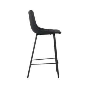 Modern black bar stools with PU upholstery and powder-coated metal frame for kitchen or dining areas