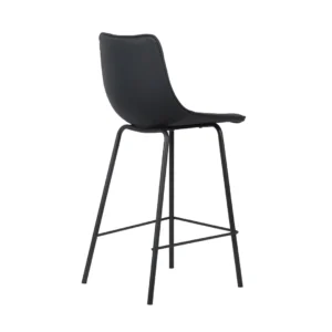 Modern black bar stools with PU upholstery and powder-coated metal frame for stylish kitchens