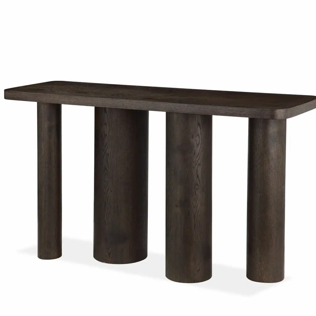 Capri console table with dark oak veneer and coffee finish for modern interiors