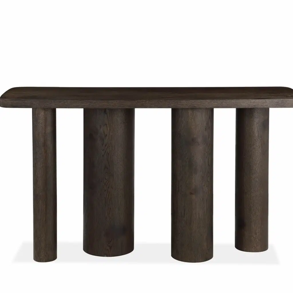 Capri console table with dark oak veneer and coffee finish for modern interiors