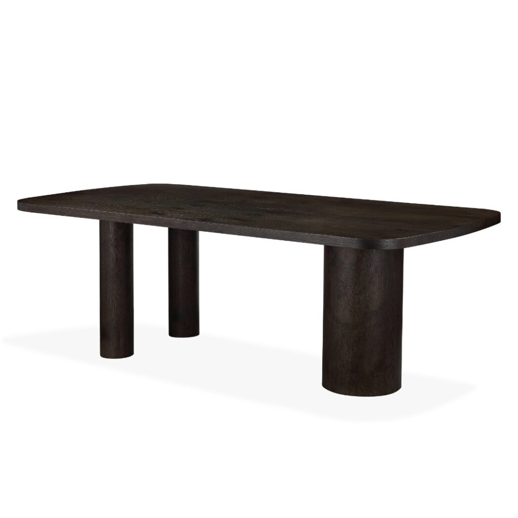 Capri dining table with dark oak veneer and coffee finish for modern homes