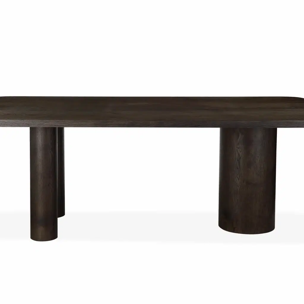 Capri dining table with dark oak veneer and coffee finish for modern homes