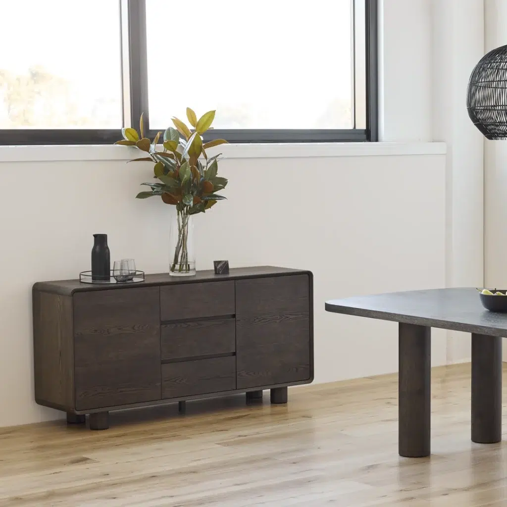 Elegant dark oak sideboard with coffee finish for modern living spaces