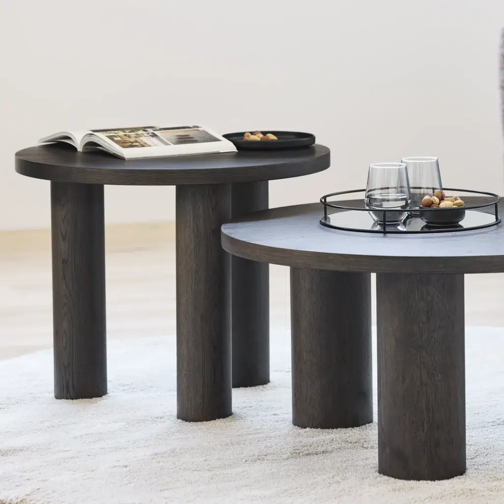 Modern Capri lamp table with dark oak veneer and coffee-toned surfaces for living spaces