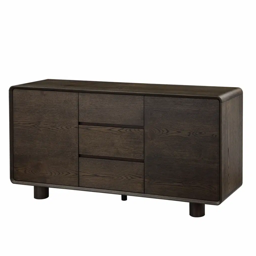Capri sideboard with dark oak veneer and coffee finish for modern living spaces