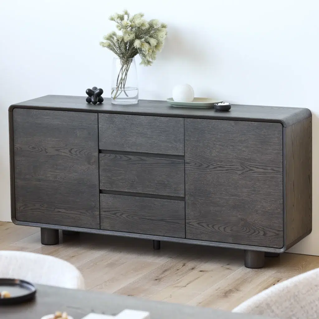 Capri sideboard with dark oak veneer and coffee finish for modern living spaces