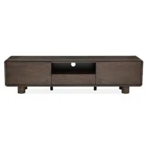 Capri TV unit with rich dark oak veneer and coffee-toned frame for modern living rooms