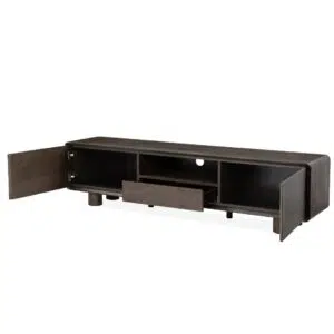 Capri TV unit with rich dark oak veneer and coffee-toned frame for modern living rooms