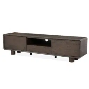 Capri TV unit with rich dark oak veneer and coffee-toned frame for modern living rooms