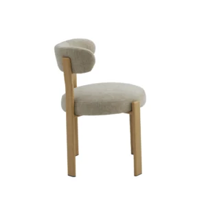 Carmo dining chair beige set of 2 luxurious boucle fabric with ash heat transfer legs