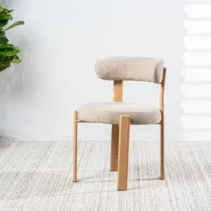 Carmo dining chair beige set of 2 luxurious boucle fabric ash legs ergonomic design