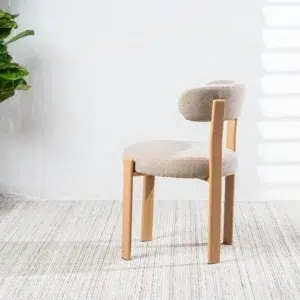 Carmo dining chair beige set of 2 luxurious boucle fabric ash legs modern durable