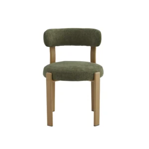 Carmo dining chair in olive tone with ash-finished legs for modern spaces