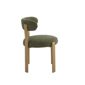 Carmo dining chair in olive set of 2 with ash legs and boucle fabric for modern spaces
