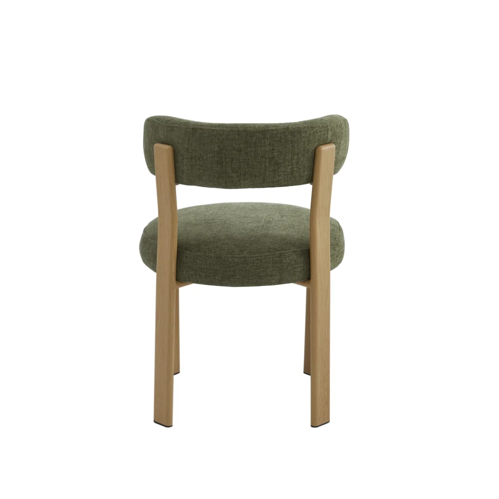Carmo dining chair in olive tone with ash-finished legs for modern spaces