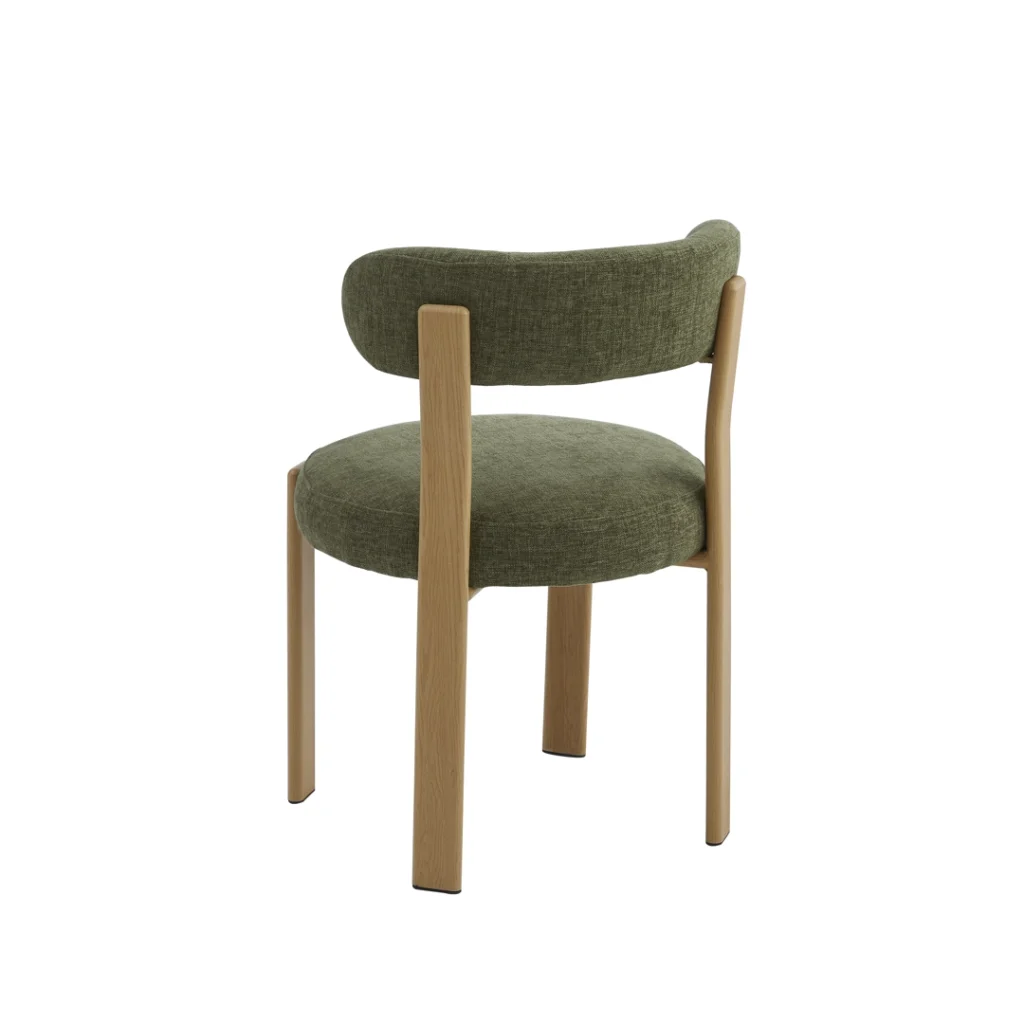 Carmo dining chair in olive set of 2 with ash legs and textured boucle fabric for modern spaces