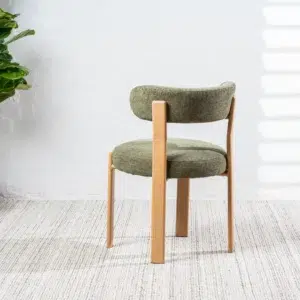 Carmo dining chair in olive set of 2 with ash legs and boucle fabric for modern spaces