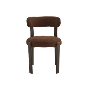 Carmo dining chairs in rust color set of 2 modern sophisticated boucle fabric walnut legs