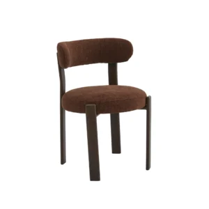 Carmo dining chairs in rust color set of 2 with boucle fabric and walnut legs for modern spaces