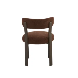 Carmo dining chairs in rust color set of 2 with boucle fabric and walnut legs for modern interiors