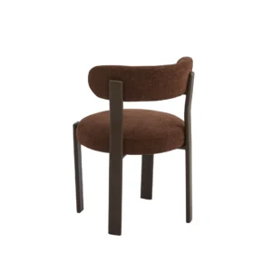 Carmo dining chairs in rust color set of 2 with boucle fabric and walnut legs for modern interiors