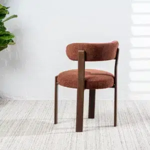 Carmo dining chairs in rust set of 2 with boucle fabric and walnut legs for modern interiors
