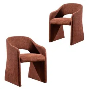 Retro dining chairs in rust color set of 2 with solid wood frame and ergonomic design