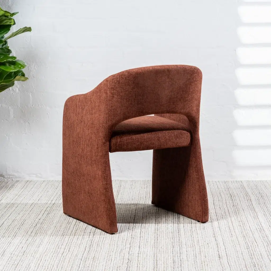 Retro dining chairs in rust color set of 2 with solid wood frame and ergonomic design for cozy interiors