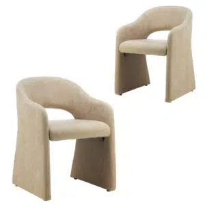Cento dining chairs sand set of 2 elegant design with padded seats and chenille fabric