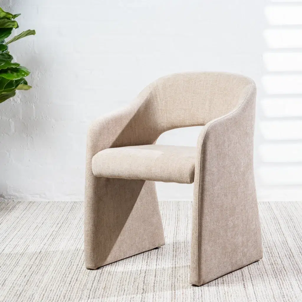 Cento dining chairs sand set of 2 elegant design with padded seats and chenille upholstery