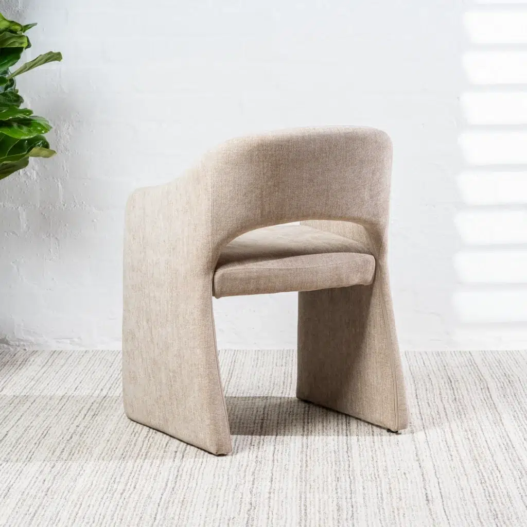 Cento dining chairs in sand color set of 2 with padded seats and chenille fabric for modern interiors