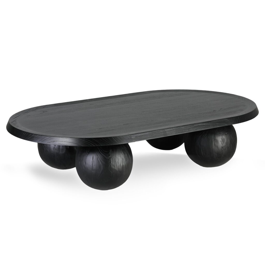 Luna 1.4m Elm Oval Coffee Table Matte Black