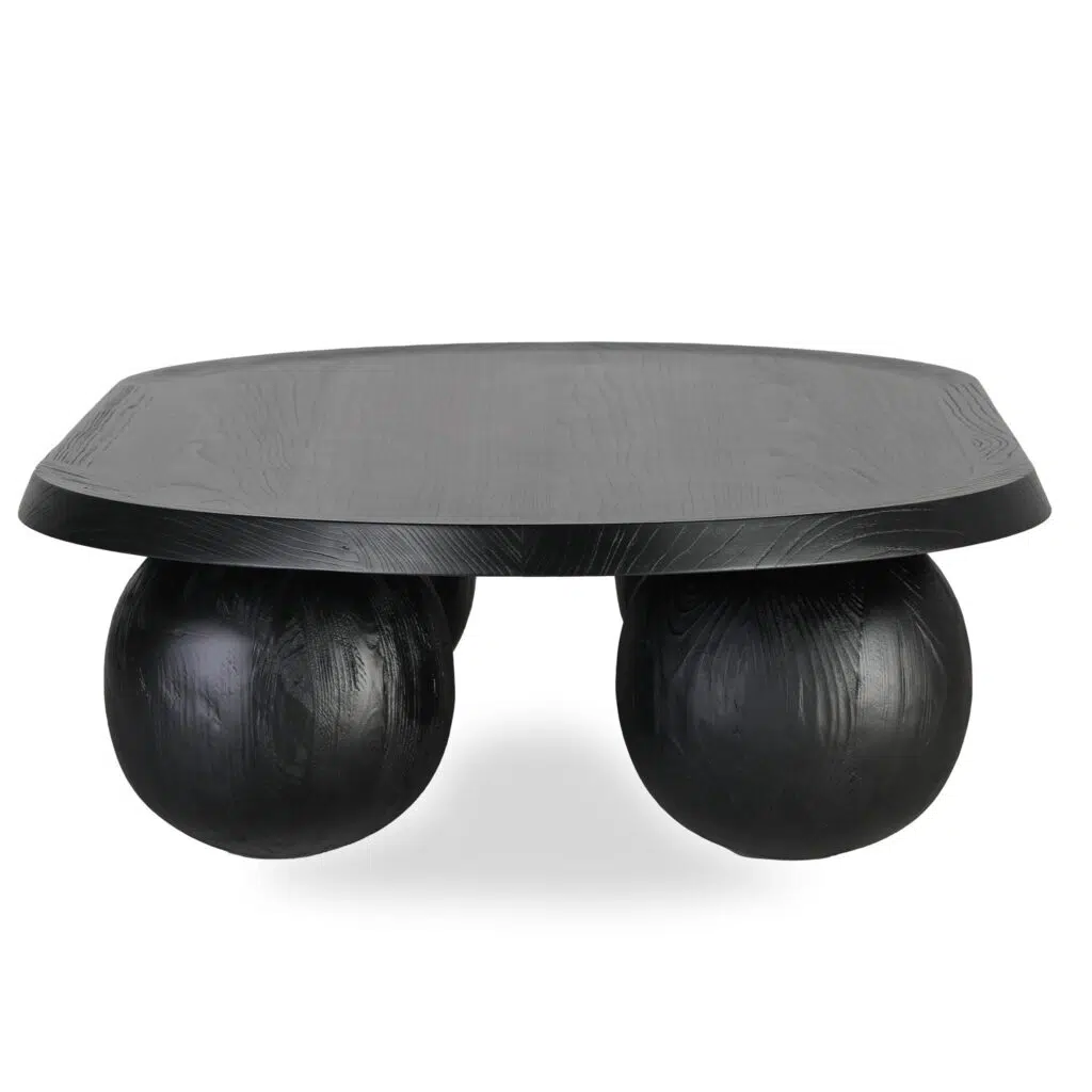 Luna 1.4m Solid Elm Oval Coffee Table Black Modern Stylish Home Furniture